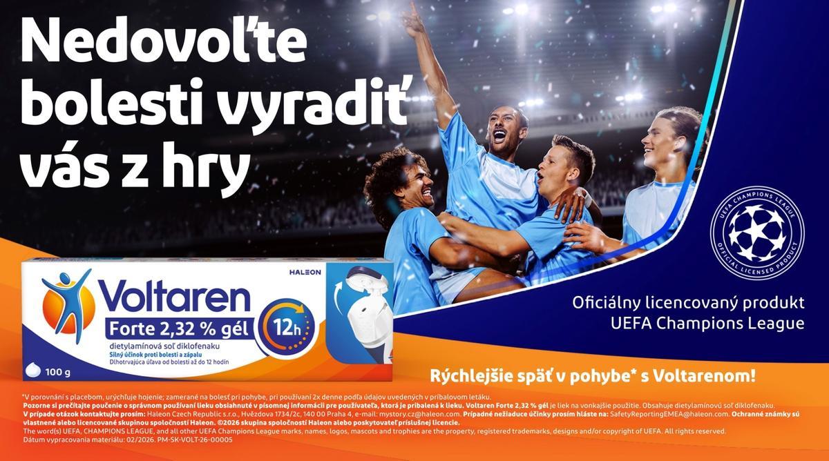Voltaren ako ofici&aacute;lny produkt Ligy majstrov UEFA podporuje ľud&iacute; v pohybe